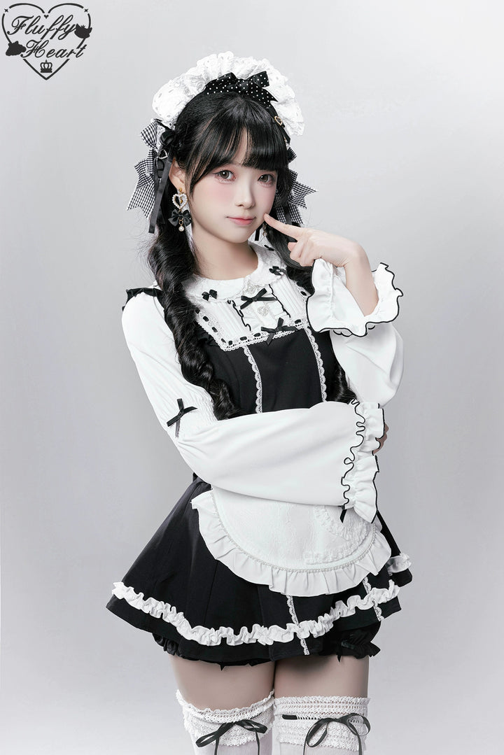【Fluffy Heart】橱窗人偶日系女仆感可拆卸围裙萌系套装 现货 44119:796745