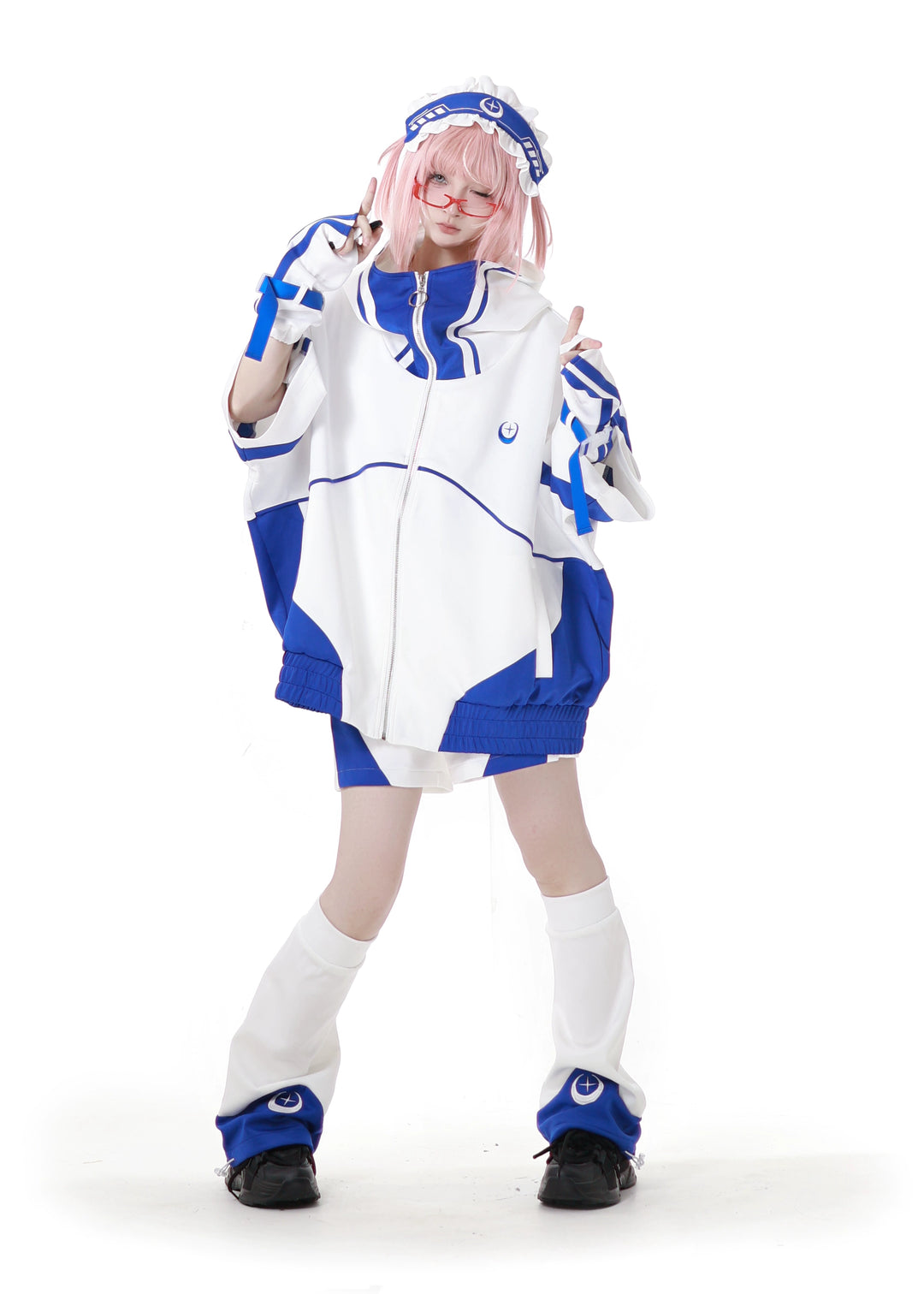 Oversized Short-Sleeved Jirai Kei Jacket Set with Shorts & Pants (L M XL) 42810:764214