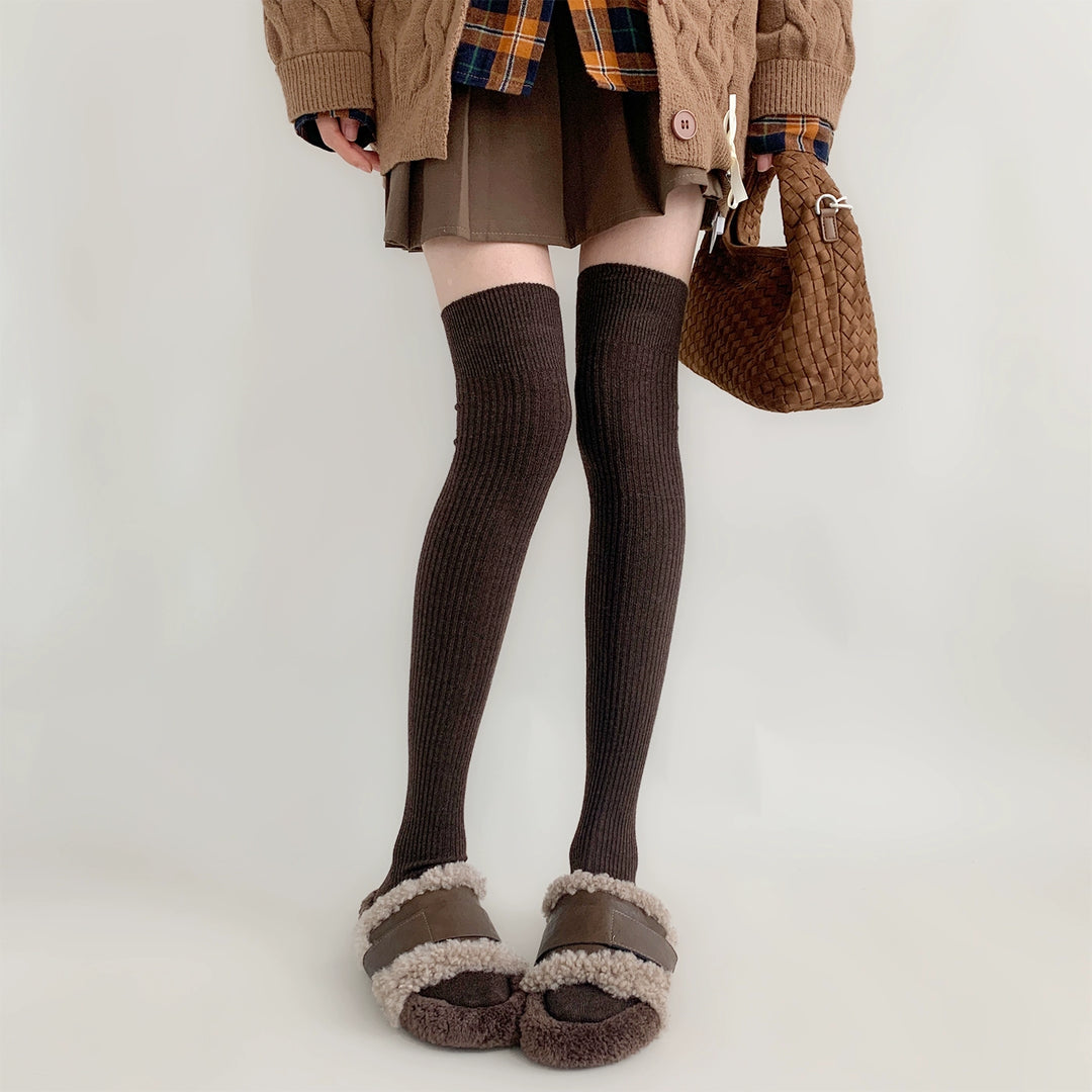 Japanese Style Solid Socks, Calf and Over-knee Styles 44076:795812