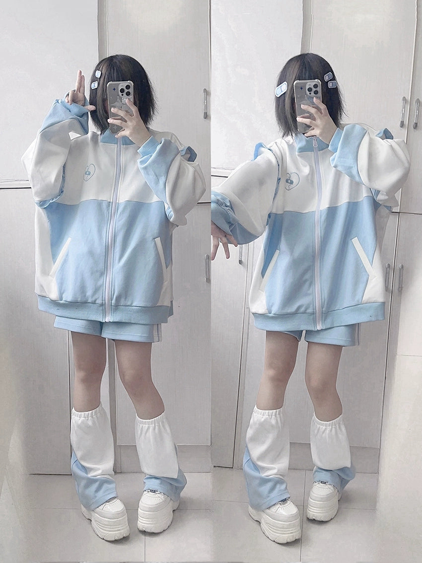 Water Blue Tenshi Kaiwai Jacket With Heart-Shaped Embroidery 43033:762467