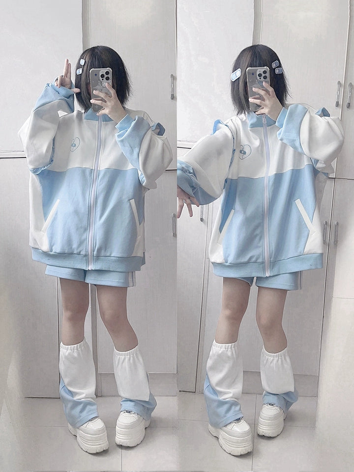 Water Blue Tenshi Kaiwai Jacket With Heart-Shaped Embroidery 43033:762467