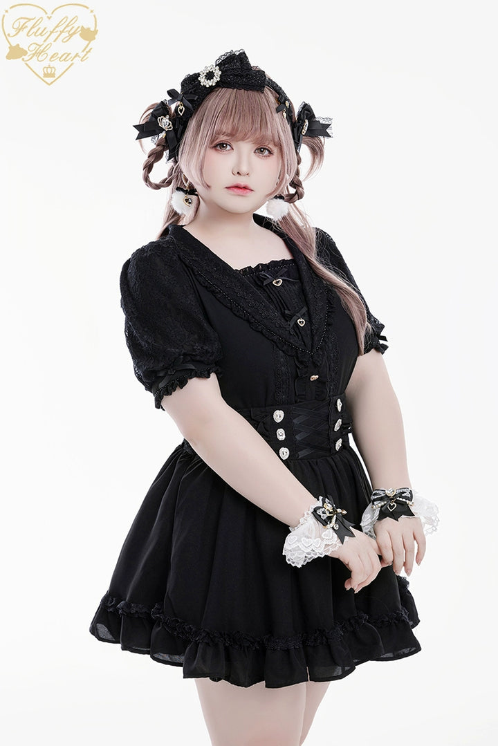 Lace Sailor Collar Jirai Kei Blouse, Heart Buttons 43586:780433