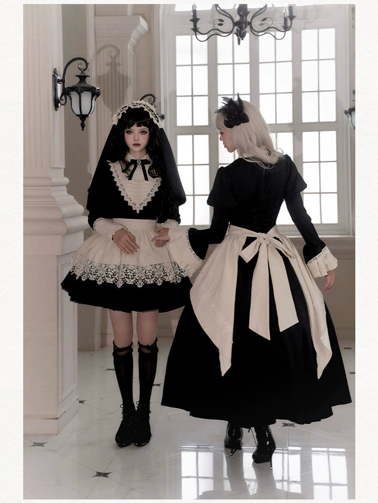 Gothic Dress Set Nun Black Short And Long OP Dress 39468:637594