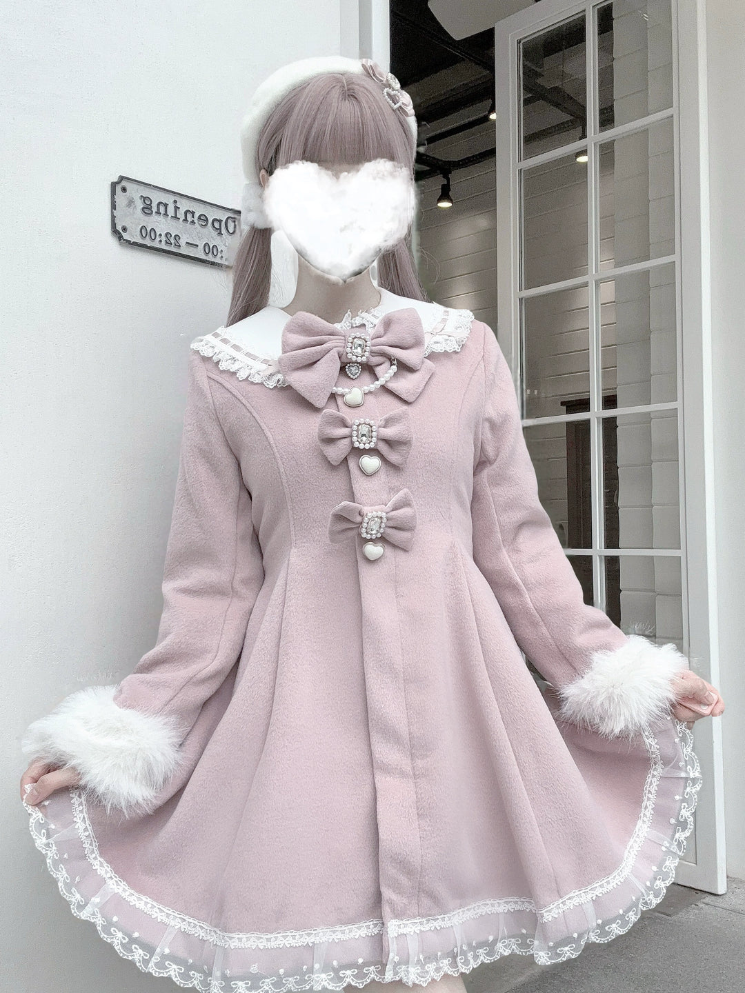 Ryousangata Pink Coat, Removable Bunny Ear Hood 44012:793126
