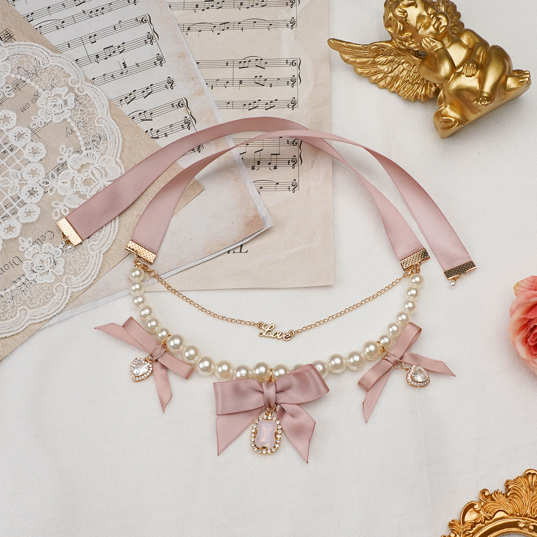 Jirai Kei Pearl Ribbon Lightning Kawaii Choker 21568:311424 21568:311424