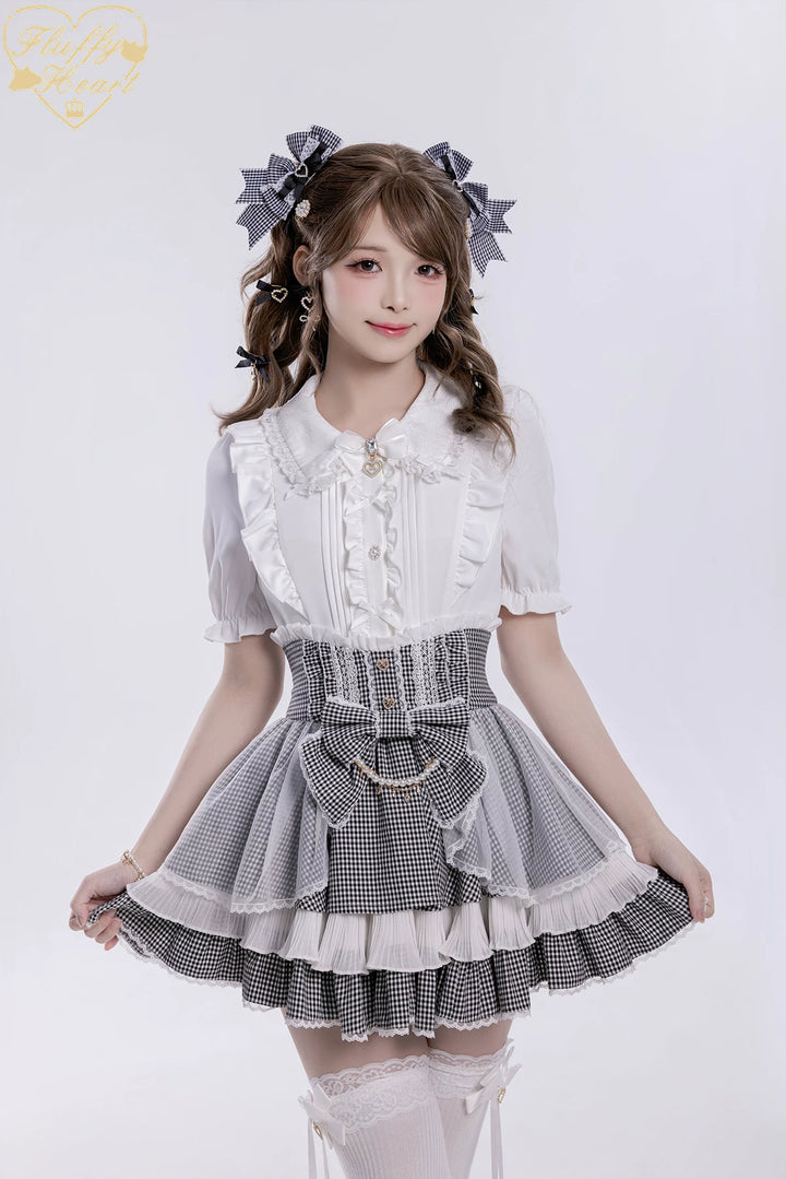 Jirai Kei Lace Collar Blouse, Detachable Sleeves 45226:842203