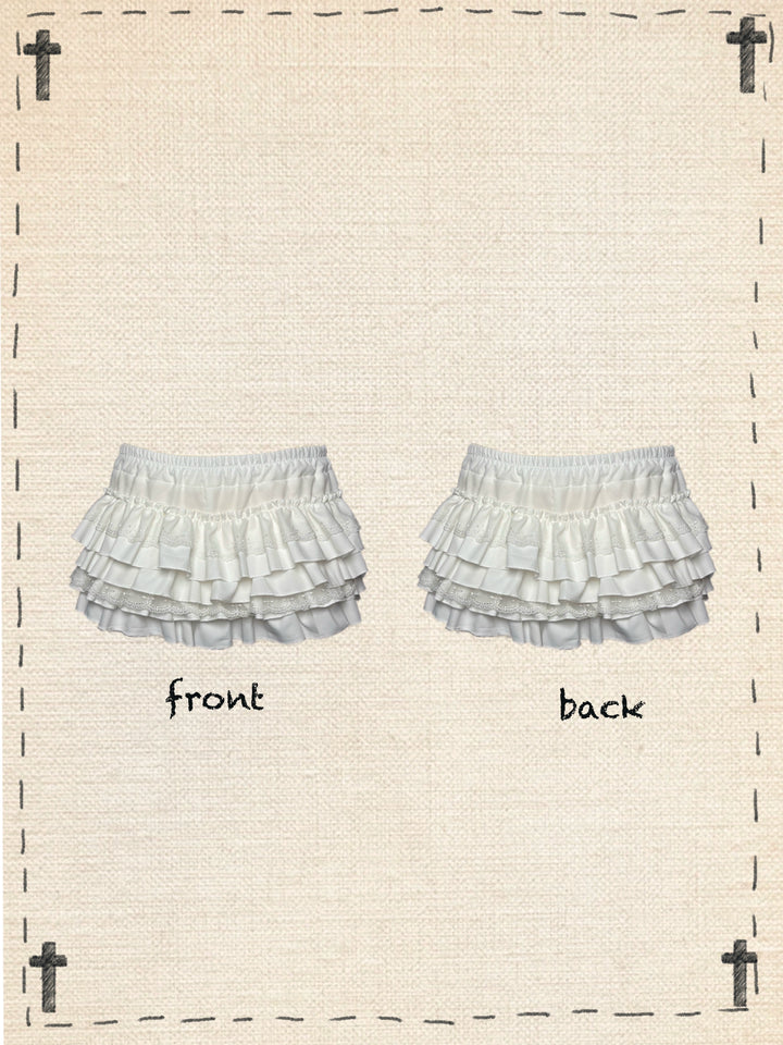 Gothic Cross-Detailed Top & Tiered Ruffle Bloomers 43079:764549