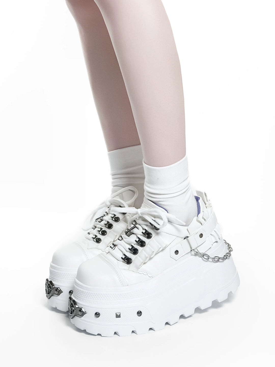 Punk Platform Shoes, Cross Accent & Detachable Heel Chains 45950:872284