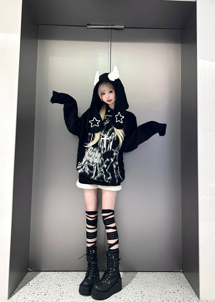 Jirai Kei Sweater Bunny Ears Wing Sweater Multicolor 32414:384760