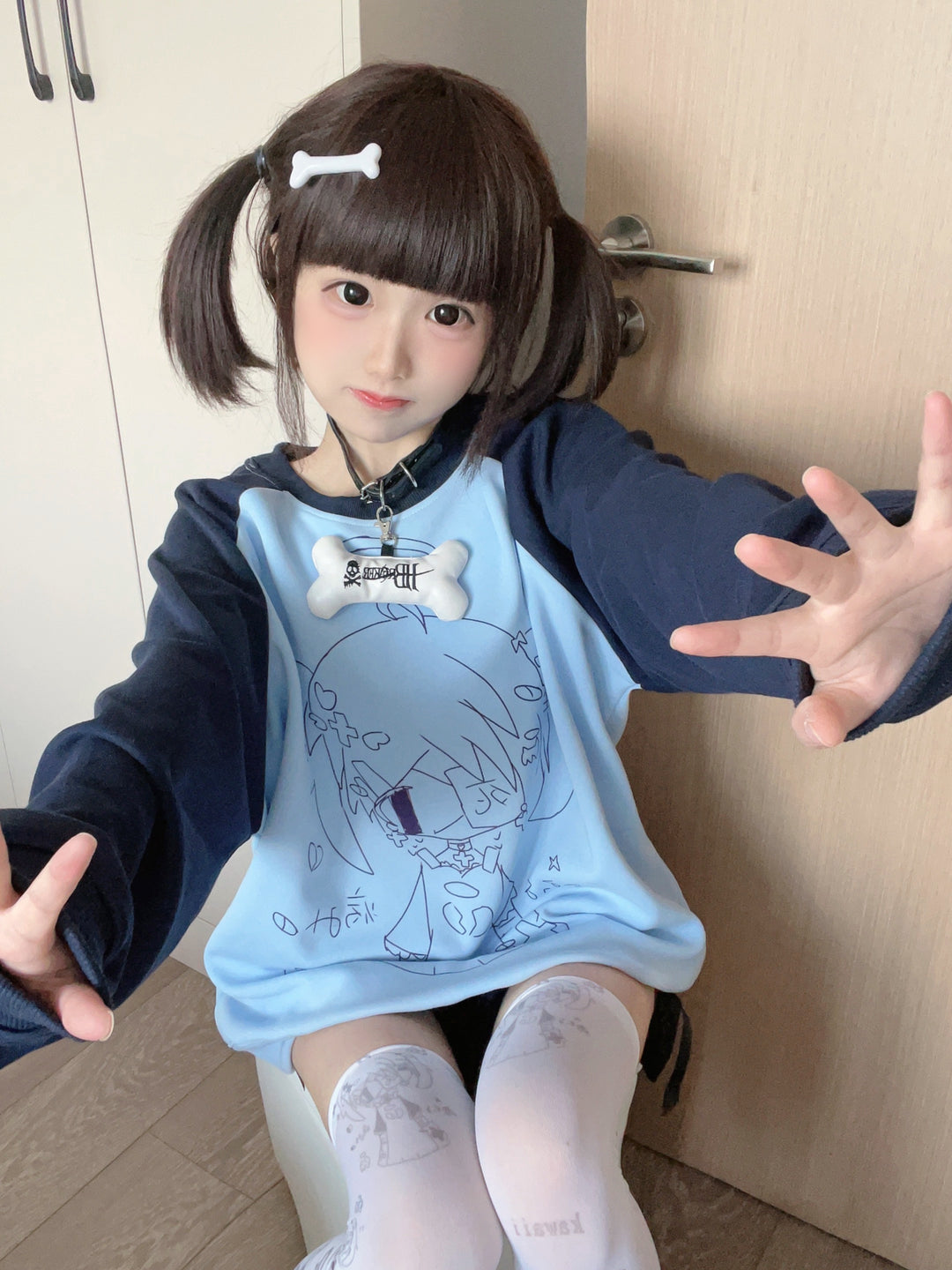 Kawaii Aesthetic Sweatshirt Anime Pattern Hoodie (L M / Blue) 33996:474330 (L M / Blue) 33996:474330