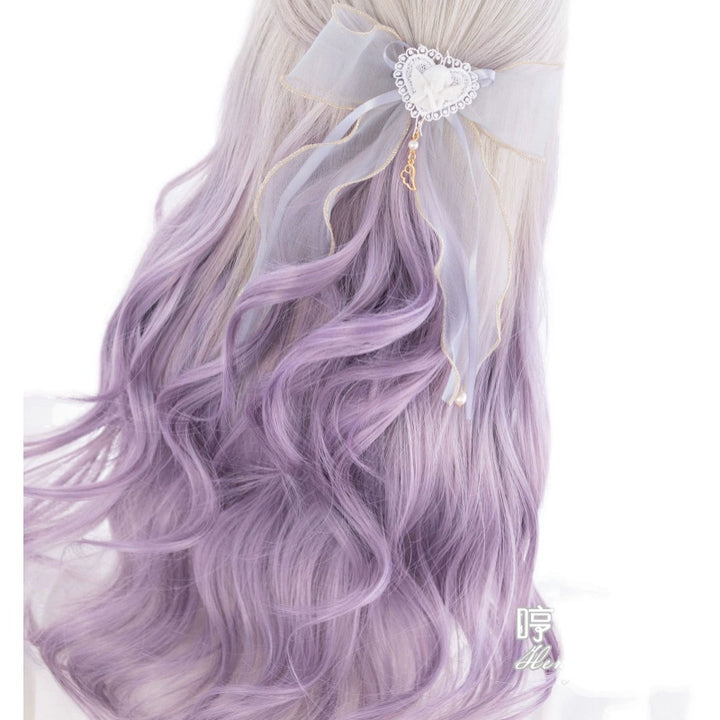 Purple Big Wave Wig Gradient Bangs Wig 31712:372988 31712:372988