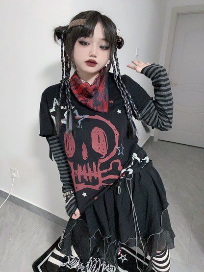 Punk T-shirt Long Sleeve T-shirt Printed Cotton Top 37710:577398