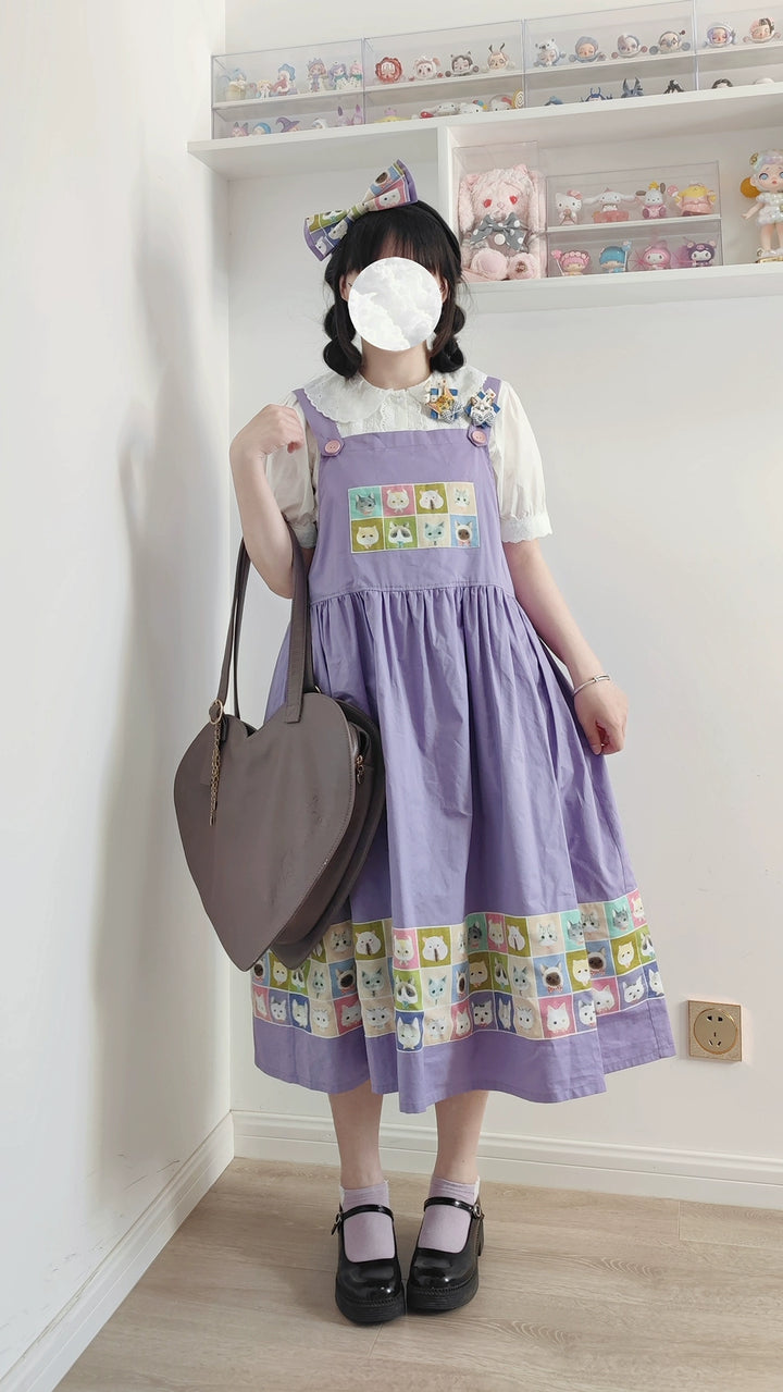 Kawaii Blue Purple Dress Summer Maxi Dress 22666:345104 22666:345104