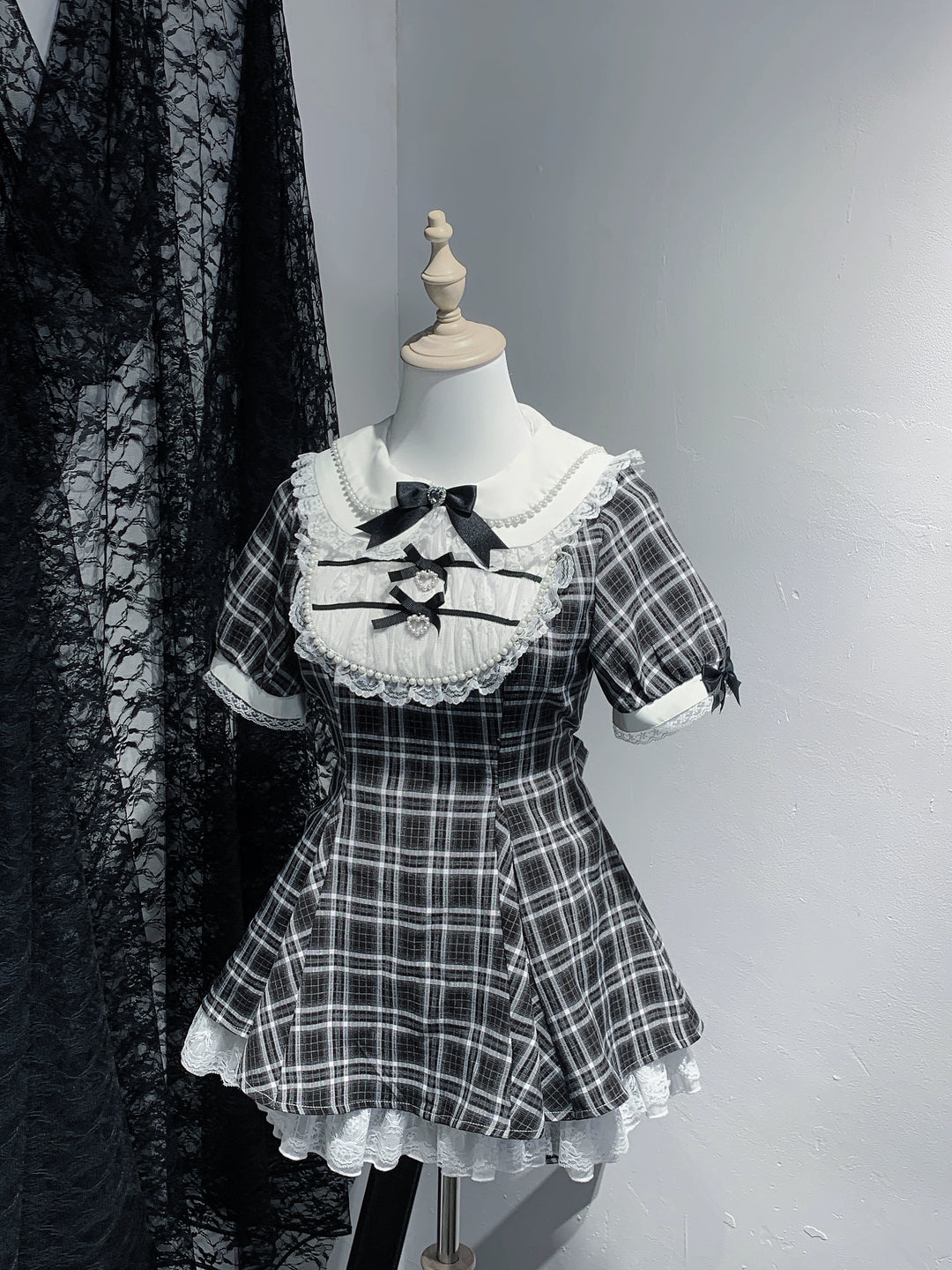Peter Pan Collar Jirai Kei Dress Set, Bunny Ear 43649:782308