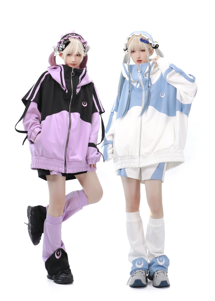 Plus Size Tenshi Kaiwai Coat Loose-fitting Sports Set 29162:548142