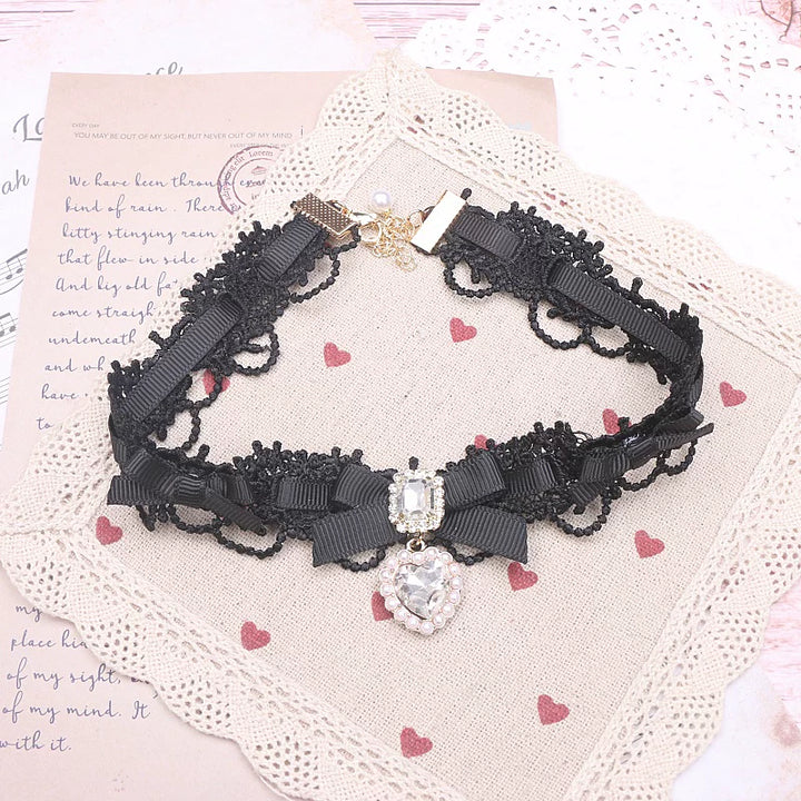 Ryousangata Heart Rhinestones Necklaces and Wrist Pieces 45072:838572