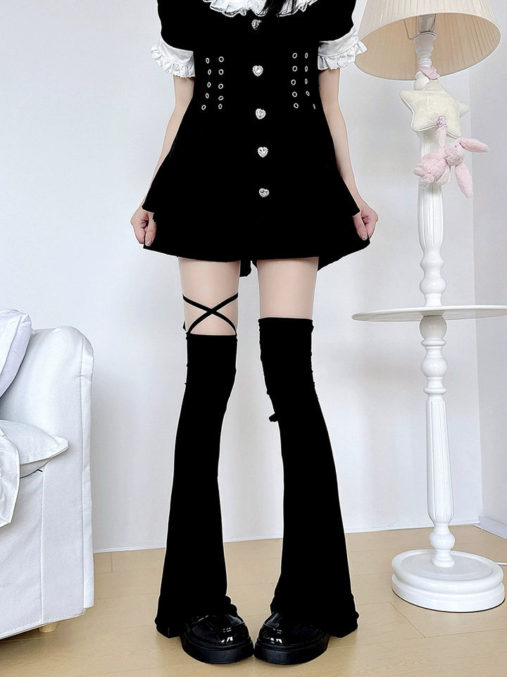 Jirai Kei Over-the-knee Leg Warmers, Adjustable Cross Strap 45877:867027