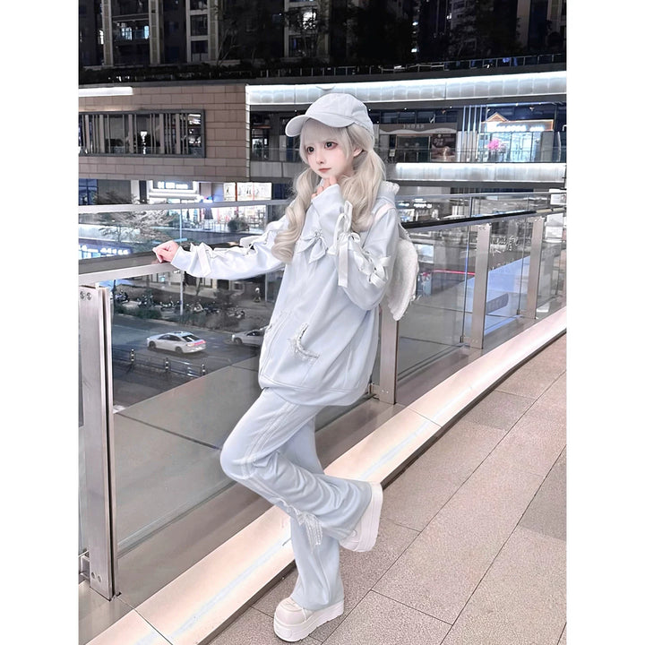 Tenshi Kaiwai Cat Ear Zip-Up Hoodie, Side Lace Pants 45585:856976