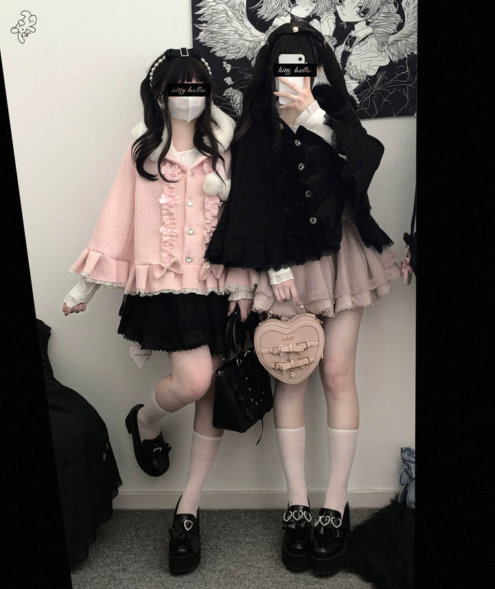 Sweet Style Winter Hooded Cape, Heart Rhinestone 42542:783442