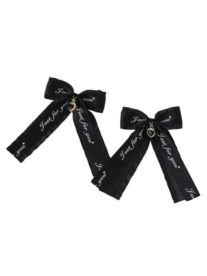 Jirai Kei Ryousangata Hair Clips with Letter Ribbons and Bow 22544:333140