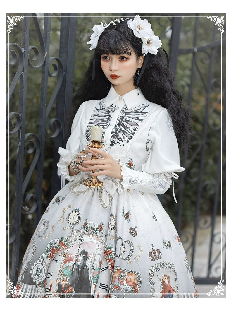 Gothic Lolita Dress Set Black White Lolita Blouse Dress Set 35536:495570