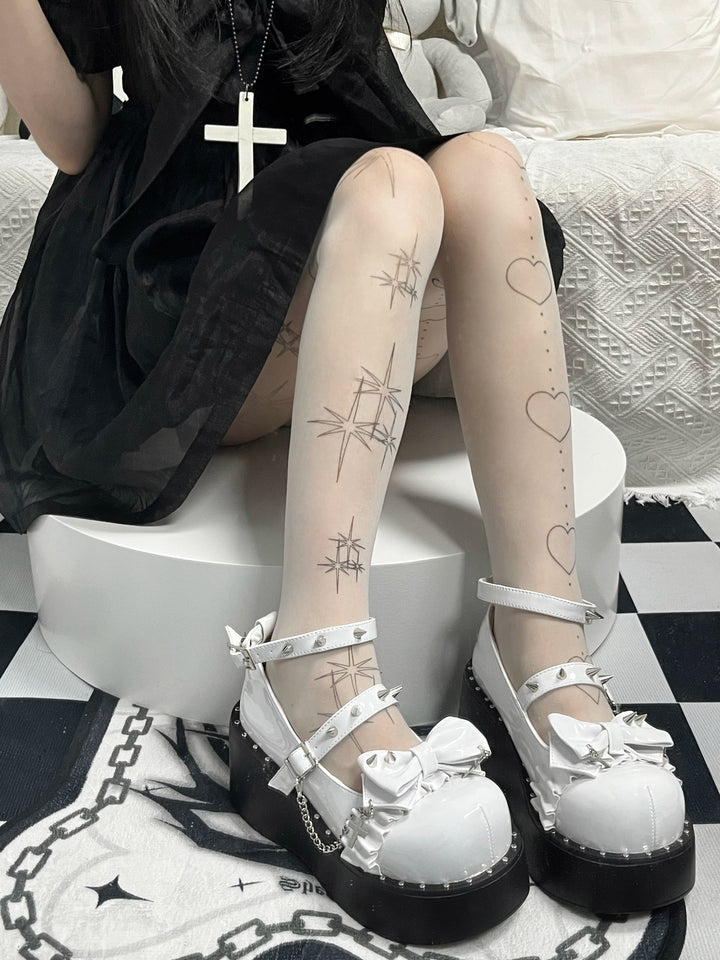 Y2K Shoes Punk Gyaru Fashion Platform Shoes Round-toe 38260:593522