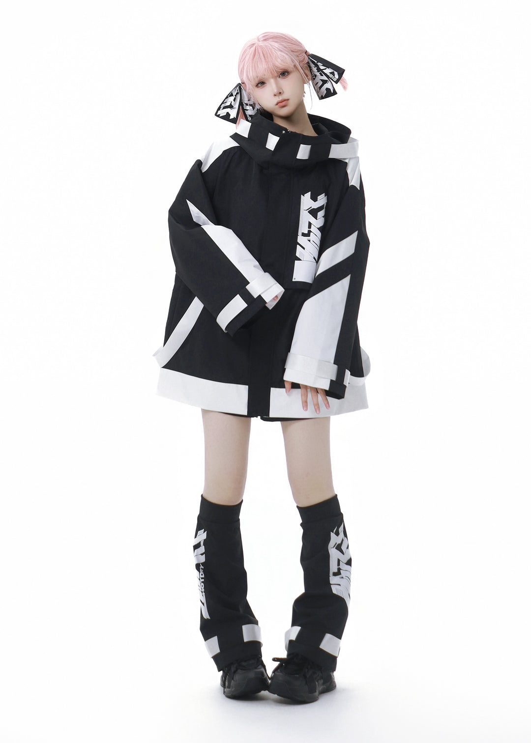 Jirai Kei Outfits Tenshi Kaiwai Hooded Jacket Shorts Set 40084:654404