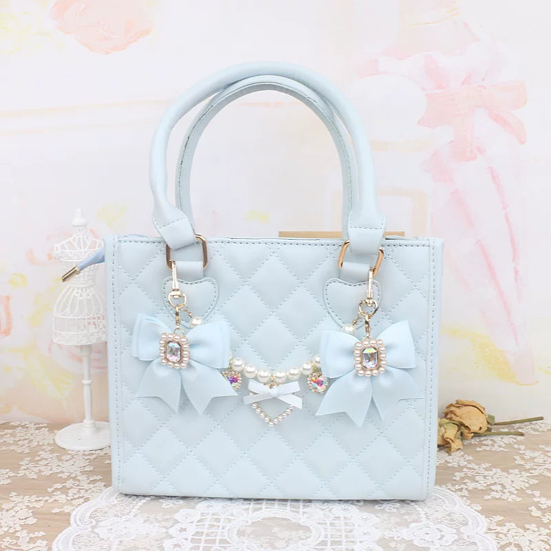 Ryousangata Bag Chain & Bow Charm, Heart-Shaped Rhinestone 45075:839450