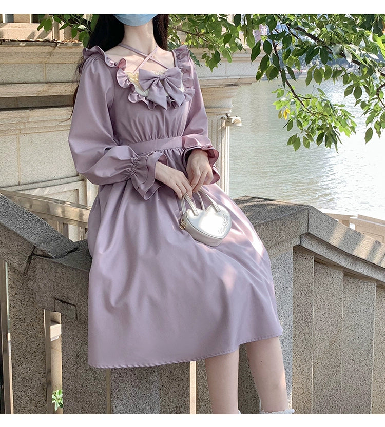 Elegant Lolita Dress Purple Lolita Dress Puff Sleeve Dress 36412:564098