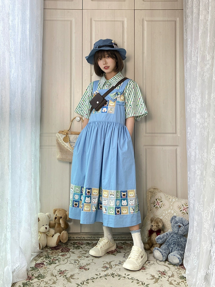 Kawaii Blue Purple Dress Summer Maxi Dress 22666:345126 22666:345126