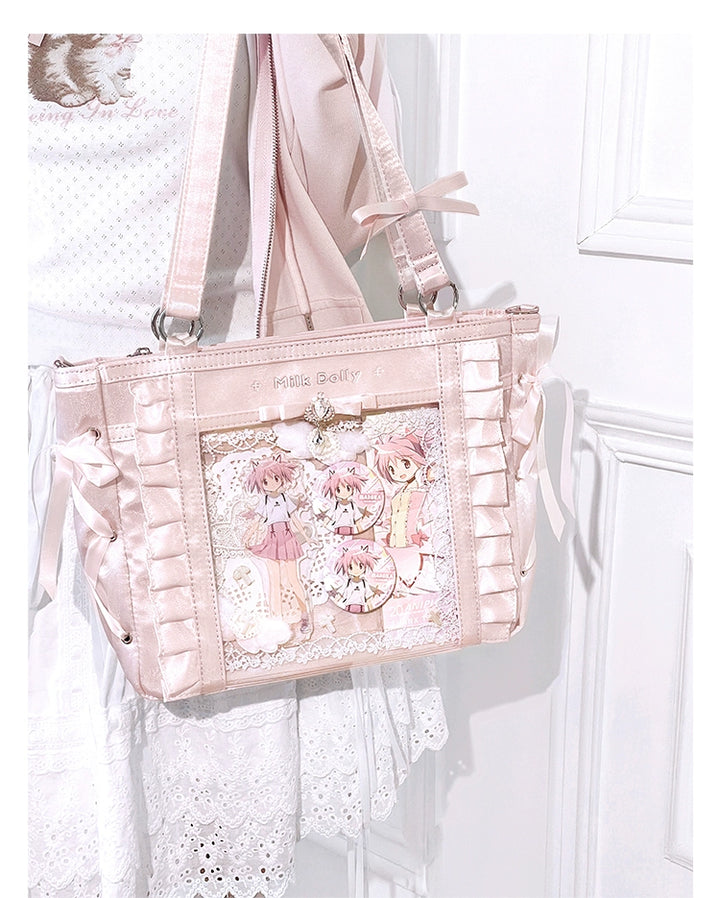 Large-Capacity Ita Bag, Clear Window Front + Rhinestones 43231:779304