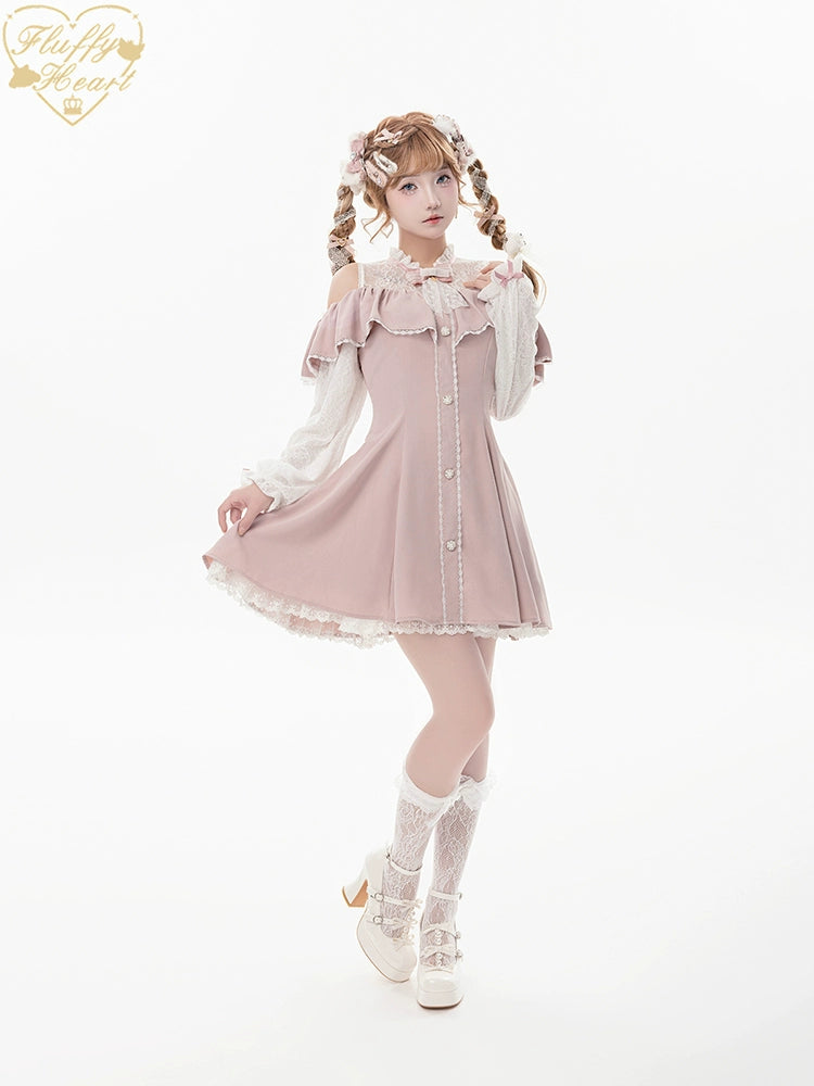Jirai Kei Dress Set Ryousangata Dress Drop Shoulder Dress 37122:552020