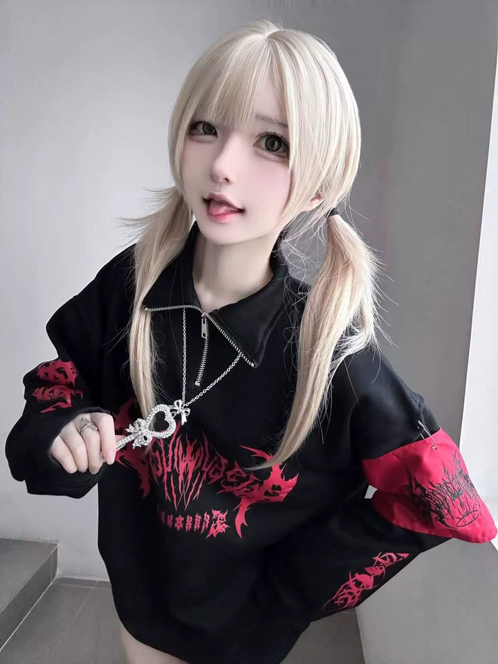 Gothic Printed Sweatshirt, Embroidery Armband 44220:804117