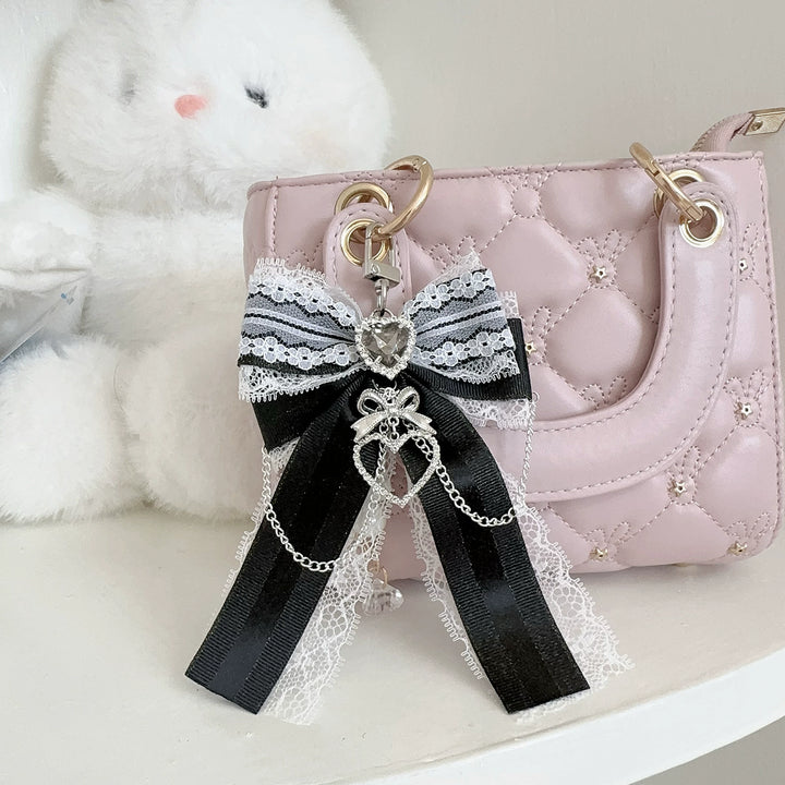 Ryousangata Bow Bag Pendant, Heart Rhinestone and Chain 45525:852260