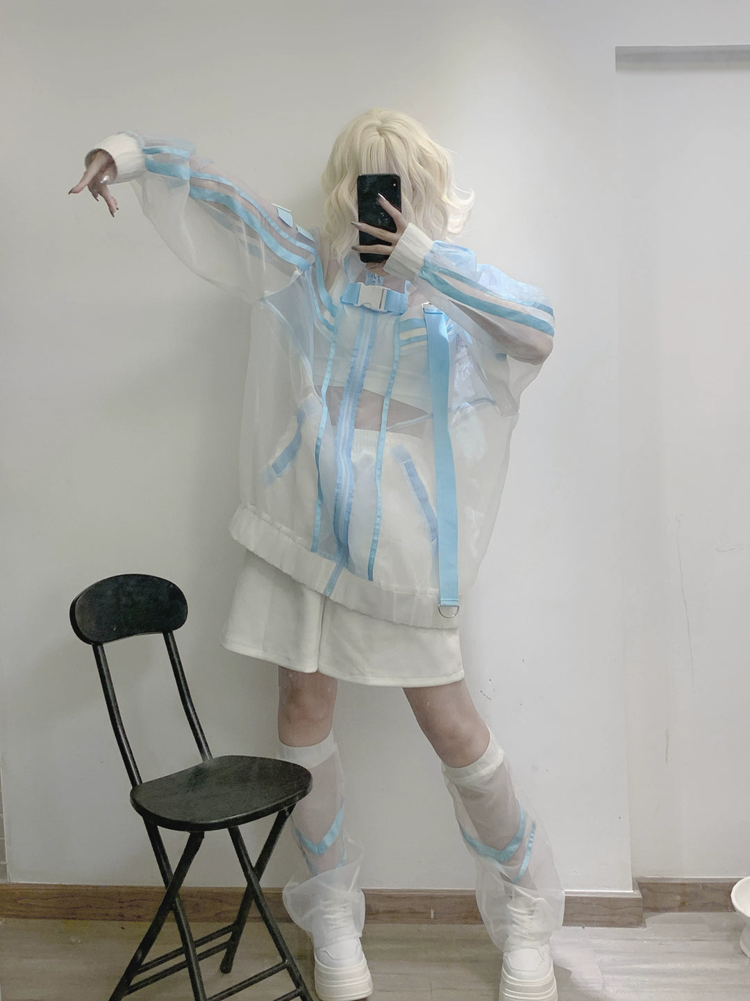 Subculture Organza Coat with Leg Warmers, Reflective Trim 45559:854211