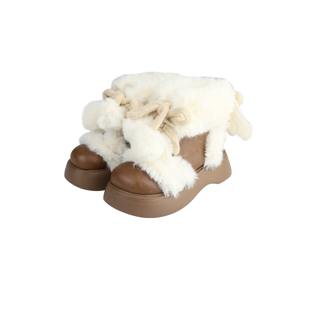 Winter Lolita Shoes Angel Wings Plush Padded Snow Boots 40328:655946