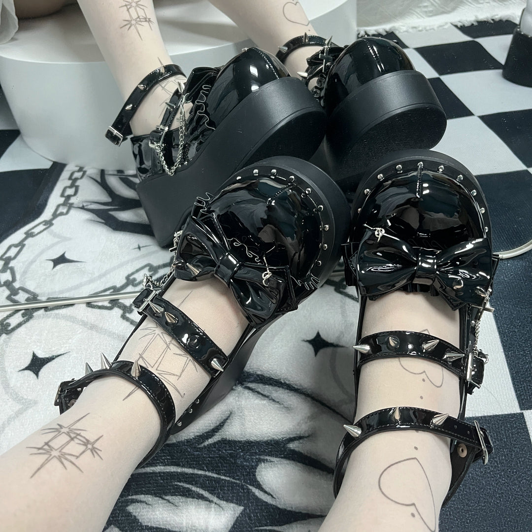 Y2K Shoes Punk Gyaru Fashion Platform Shoes Round-toe 38260:593534