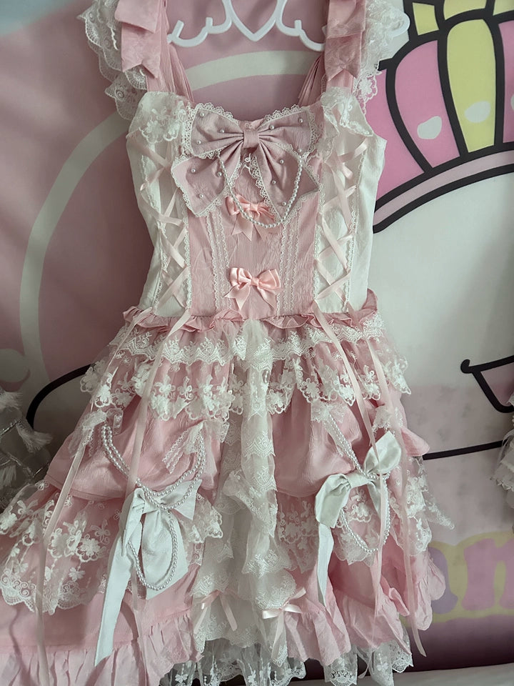 Sweet Lolita Pink JSK Doll-like Dress Princess Sleeve Blouse BNT 41170:697818