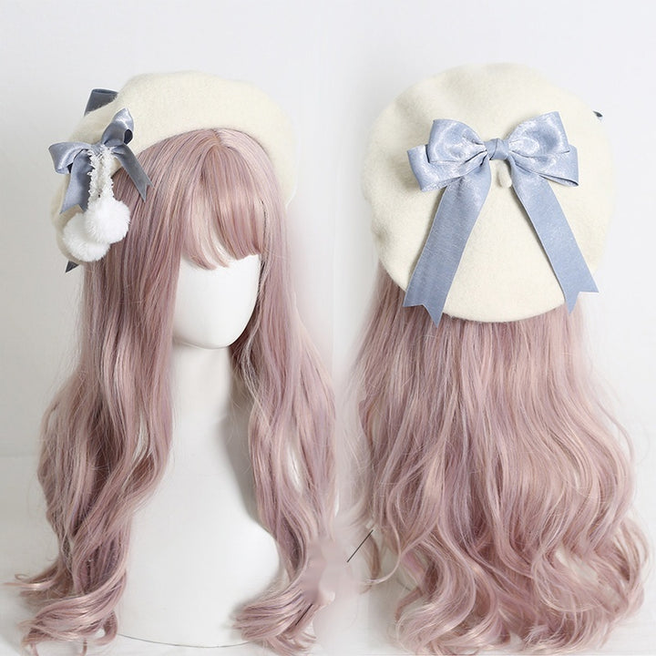 Japanese Lolita Felt Ball Bow Multicolored Hat Beret 28930:350672 28930:350672