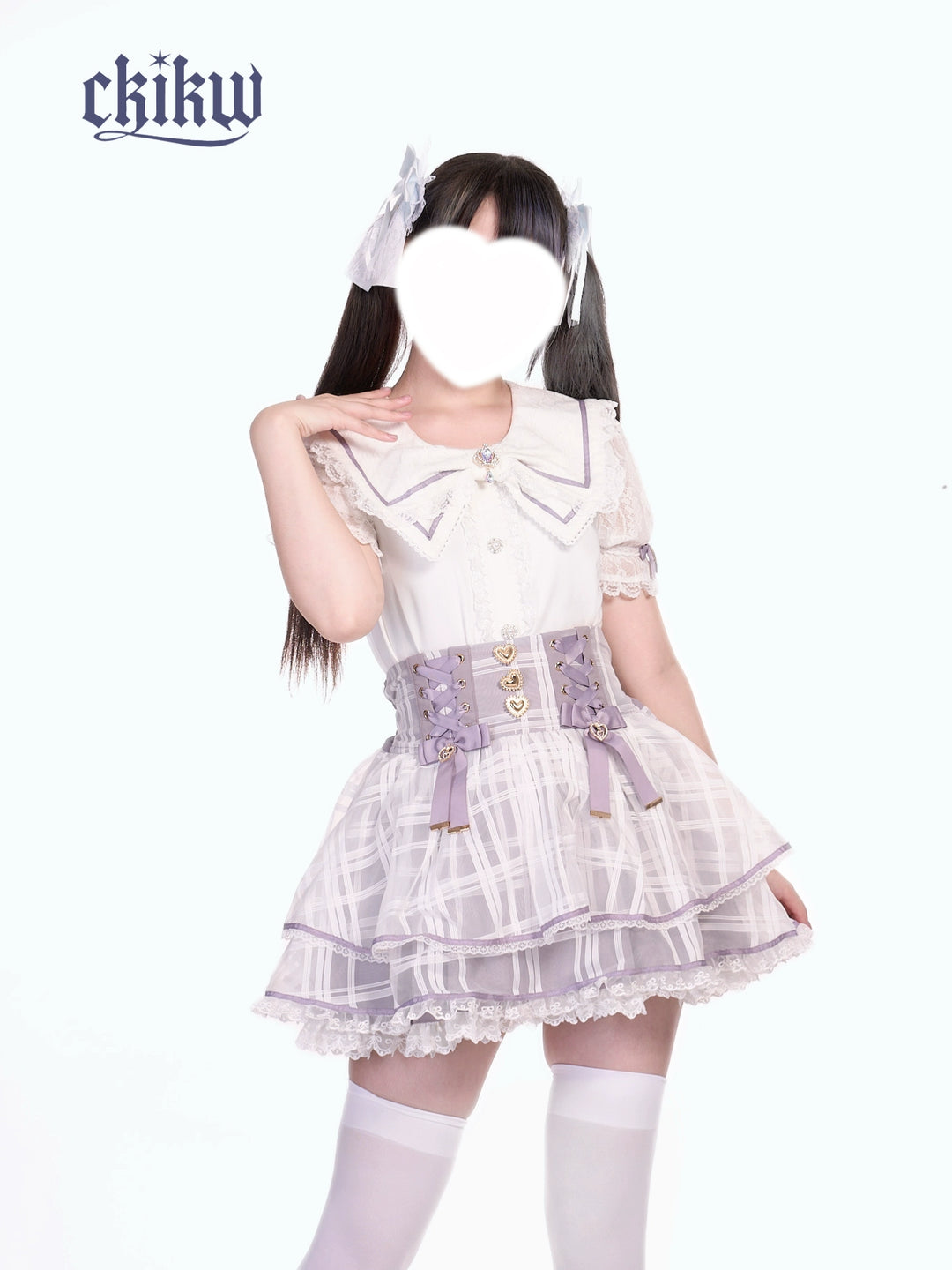 High-Waist Ryousangata Skirt, Tiered Ruffles 43612:780873