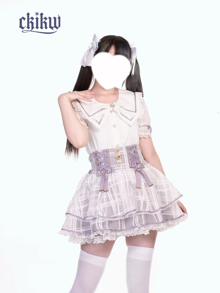 High-Waist Ryousangata Skirt, Tiered Ruffles 43612:780873