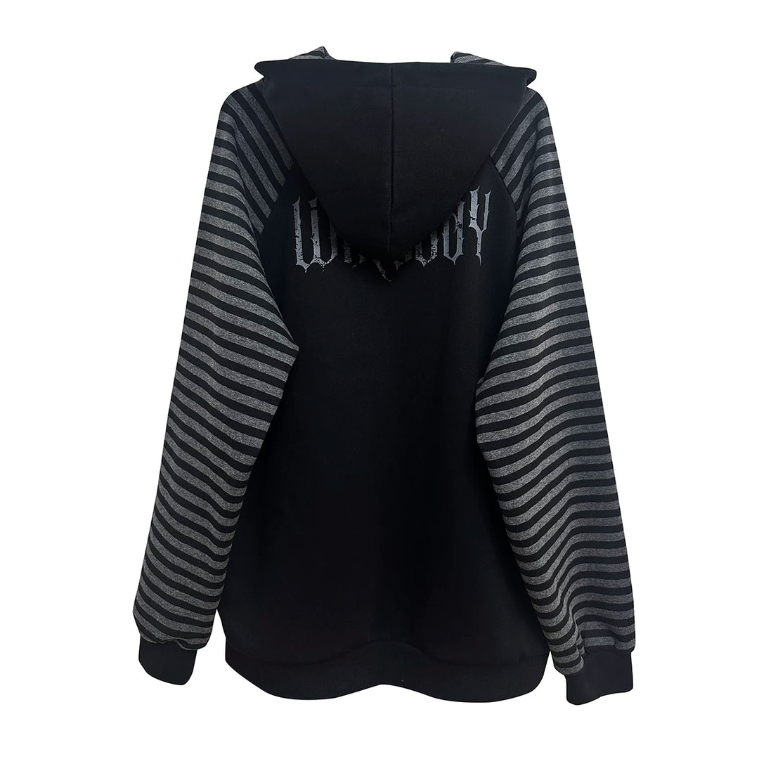 Subculture Hooded Scythe Print Coat, Side Pocket 45269:844125