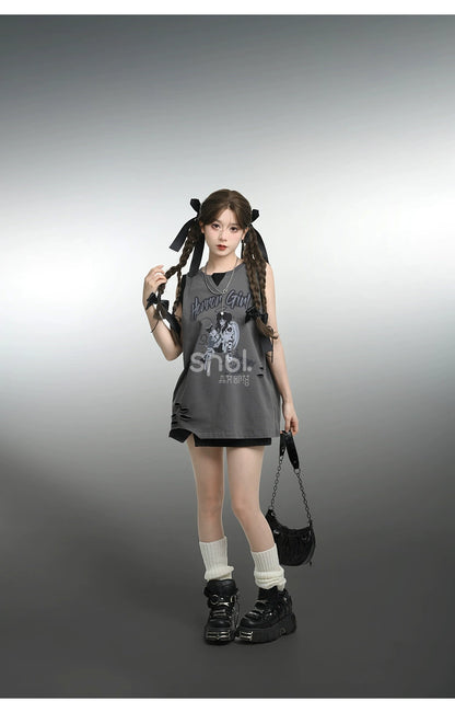 Y2K T-shirt Anime Print Spicy Girl Tank Top Cotton 35904:560166