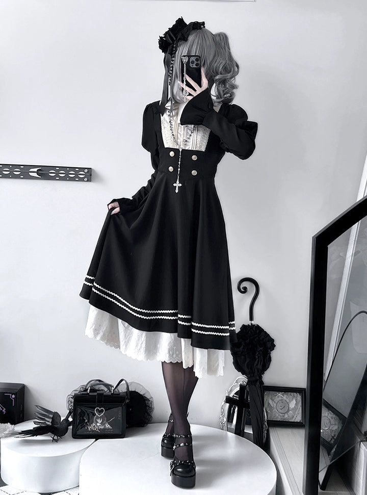 Jirai Kei Dress Halloween Nun Dress Black Dress 40334:660240