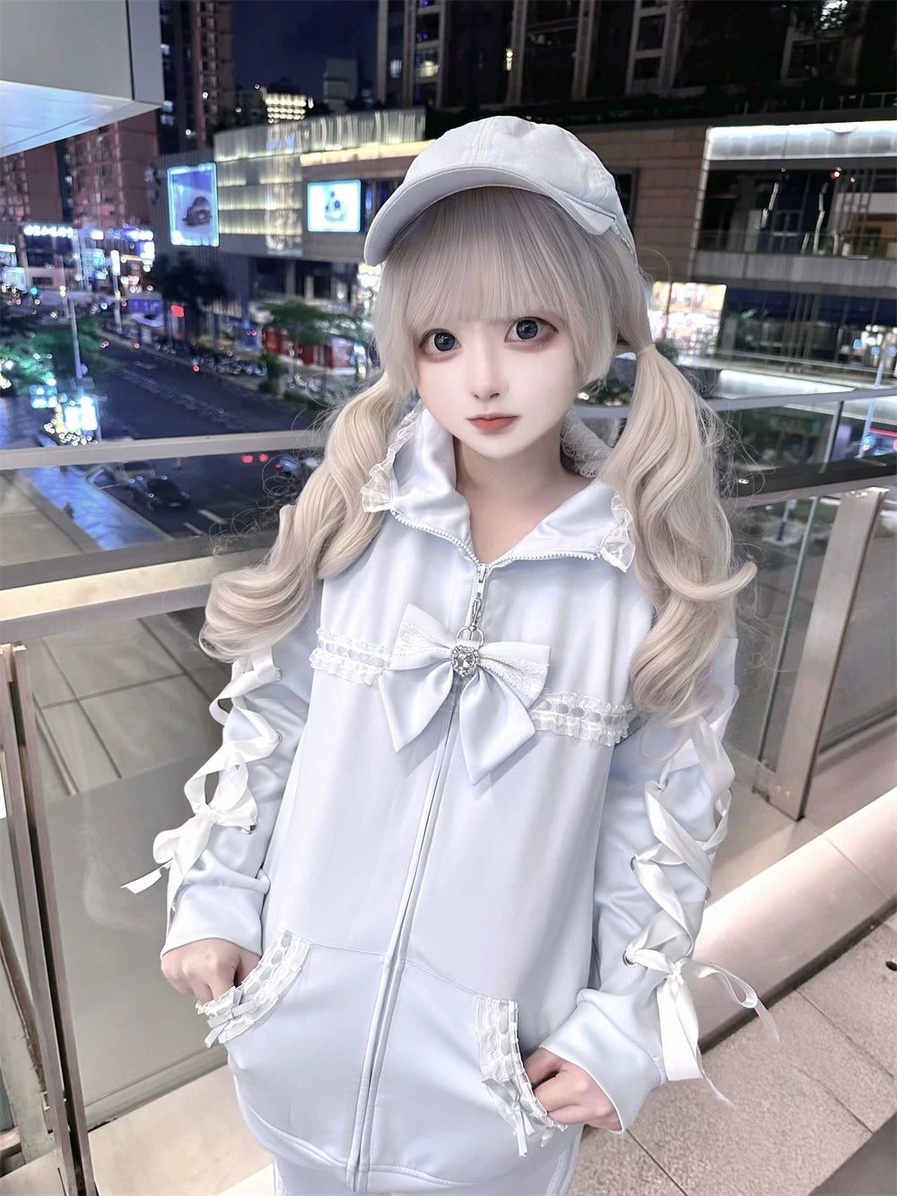 Tenshi Kaiwai Cat Ear Zip-Up Hoodie, Side Lace Pants 45585:856978