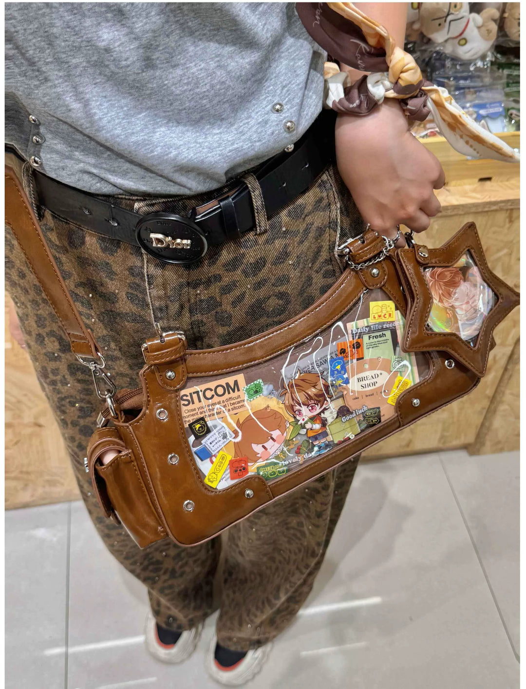 Punk Studded Ita Bag, Clear Window & Star Pouch 45416:847448