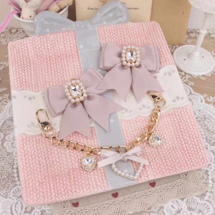 Ryousangata Bag Chain & Bow Charm, Heart-Shaped Rhinestone 45075:839499