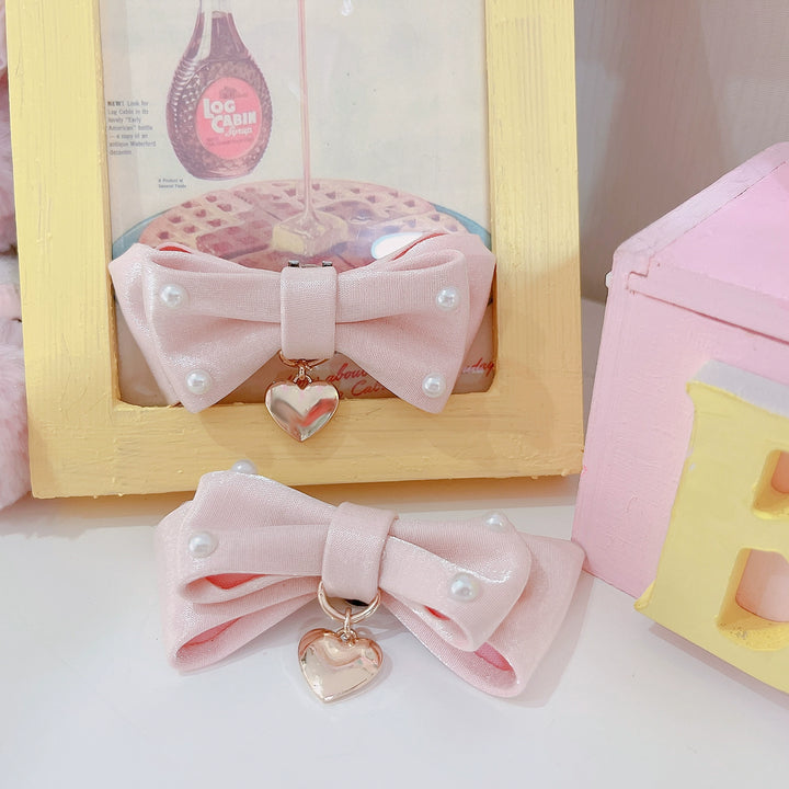 Kawaii Fashion Pink Bow Tie Shoe Clips Elastic Straps 21896:331852 21896:331852