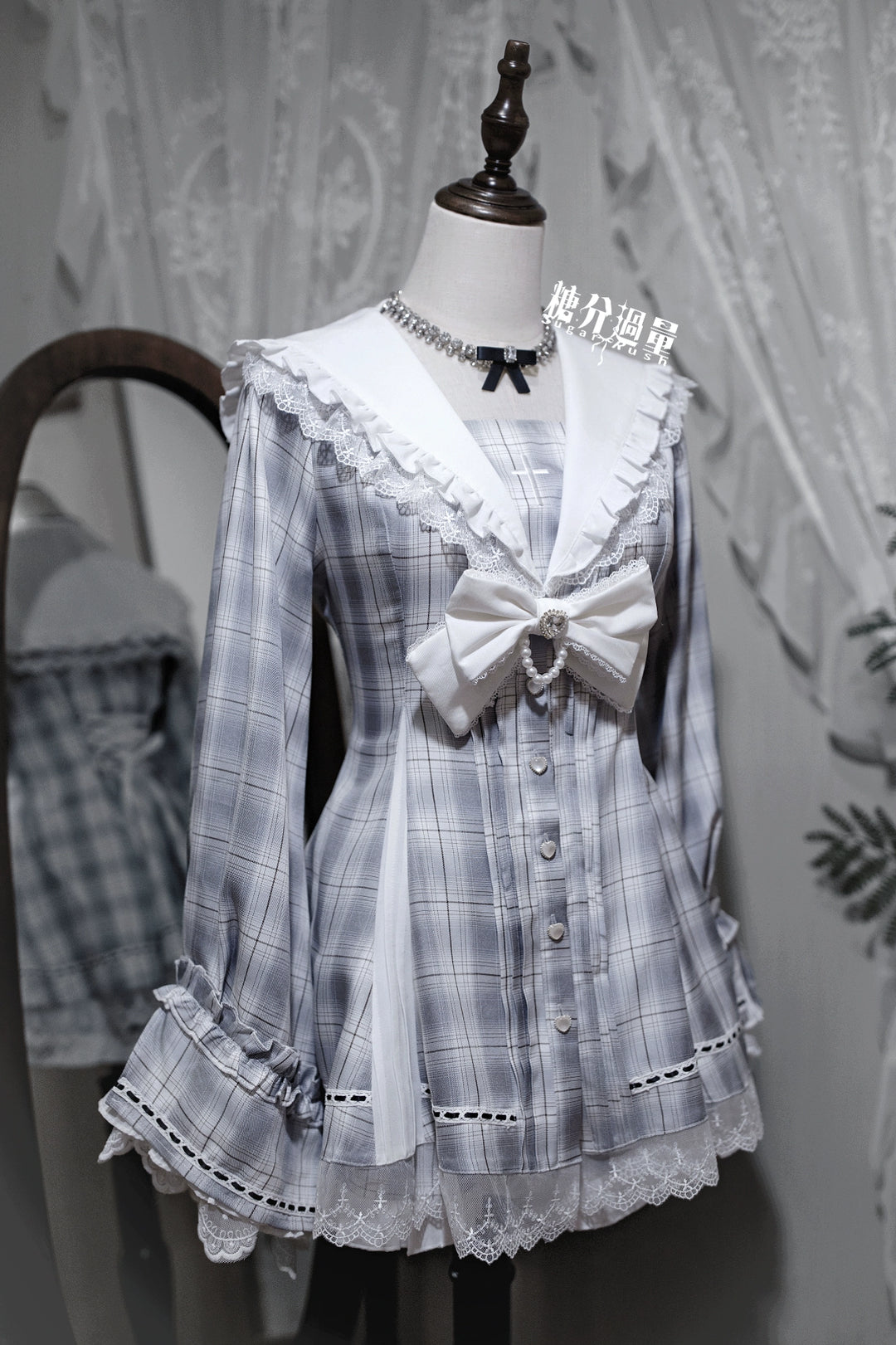 Plaid Jirai Kei Dress Set, Shorts with Side Pockets 44330:805048