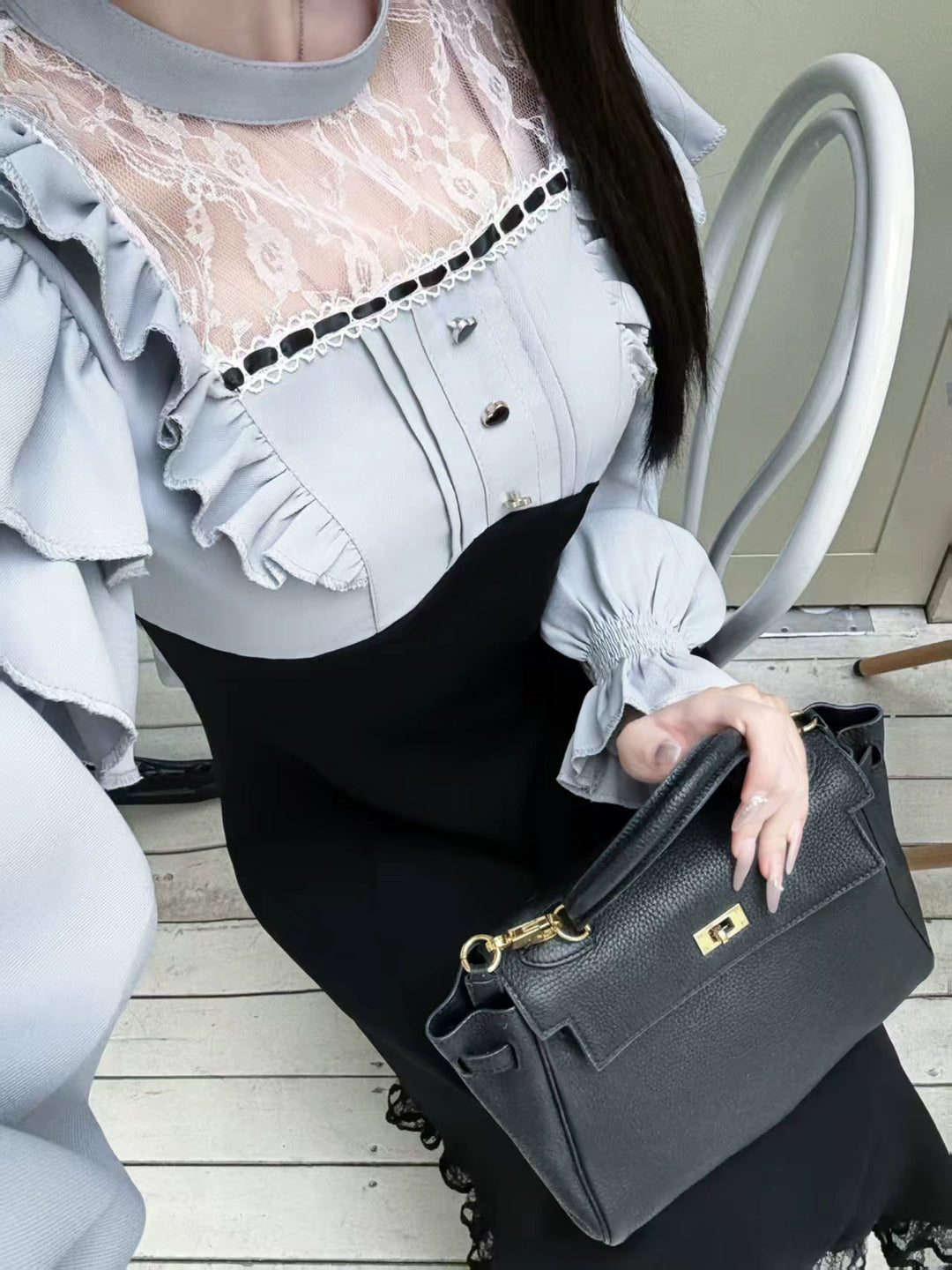 Elegant Daily A-Line Dress, Ruffled Shoulder 44174:800534